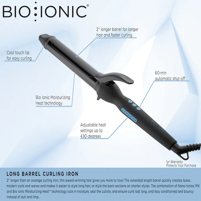 BIO IONIC Long Barrel Styler Pro Curling Iron, 1.25 Inch thumbnail