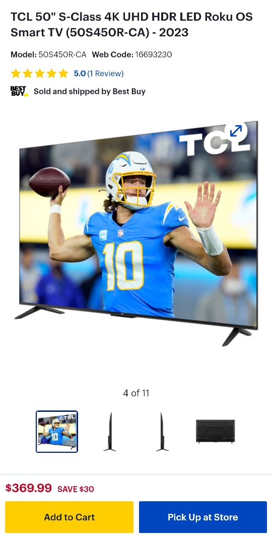 TCL 50" 4K TV thumbnail