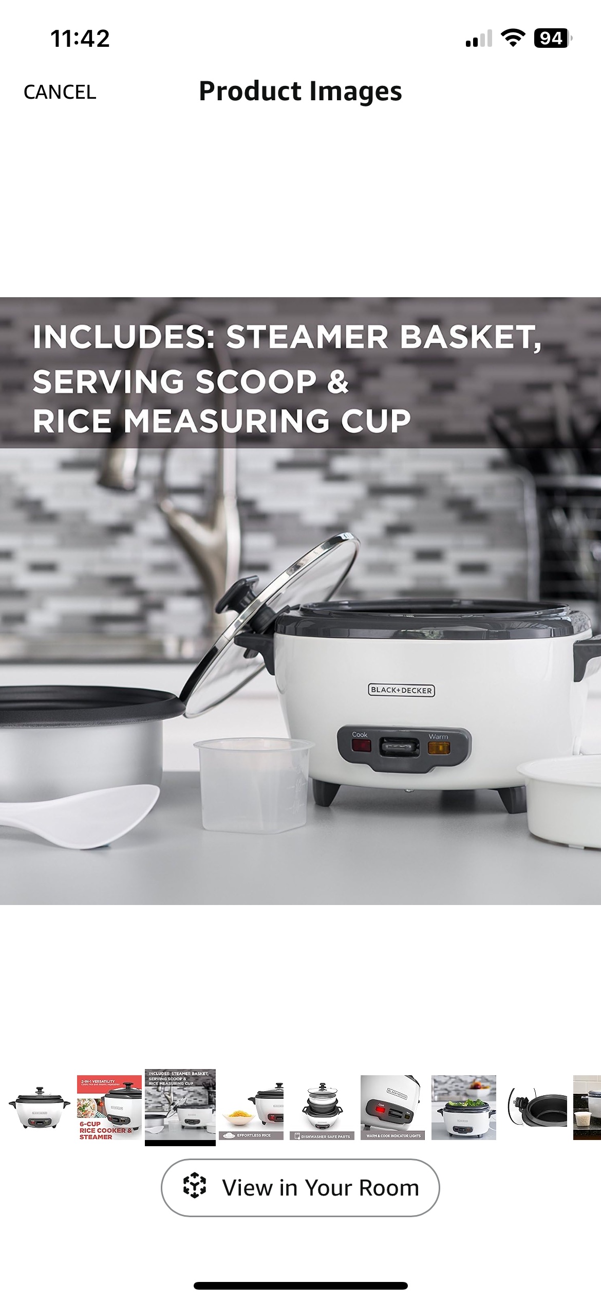 Black + Decker 6-Cup Rice Cooker and Steamer thumbnail