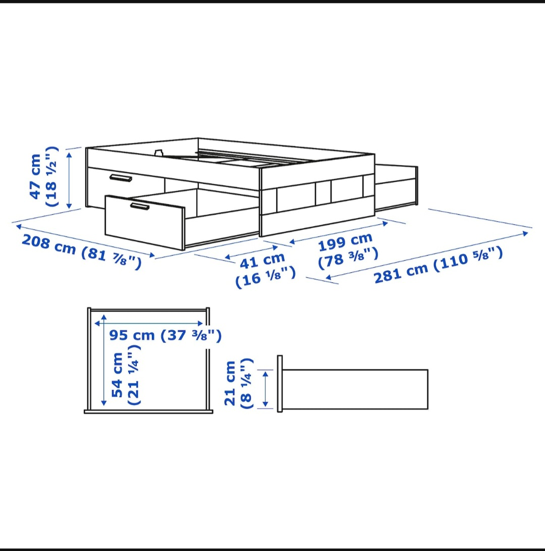 ikea king size bed frame with drawers - photo 2