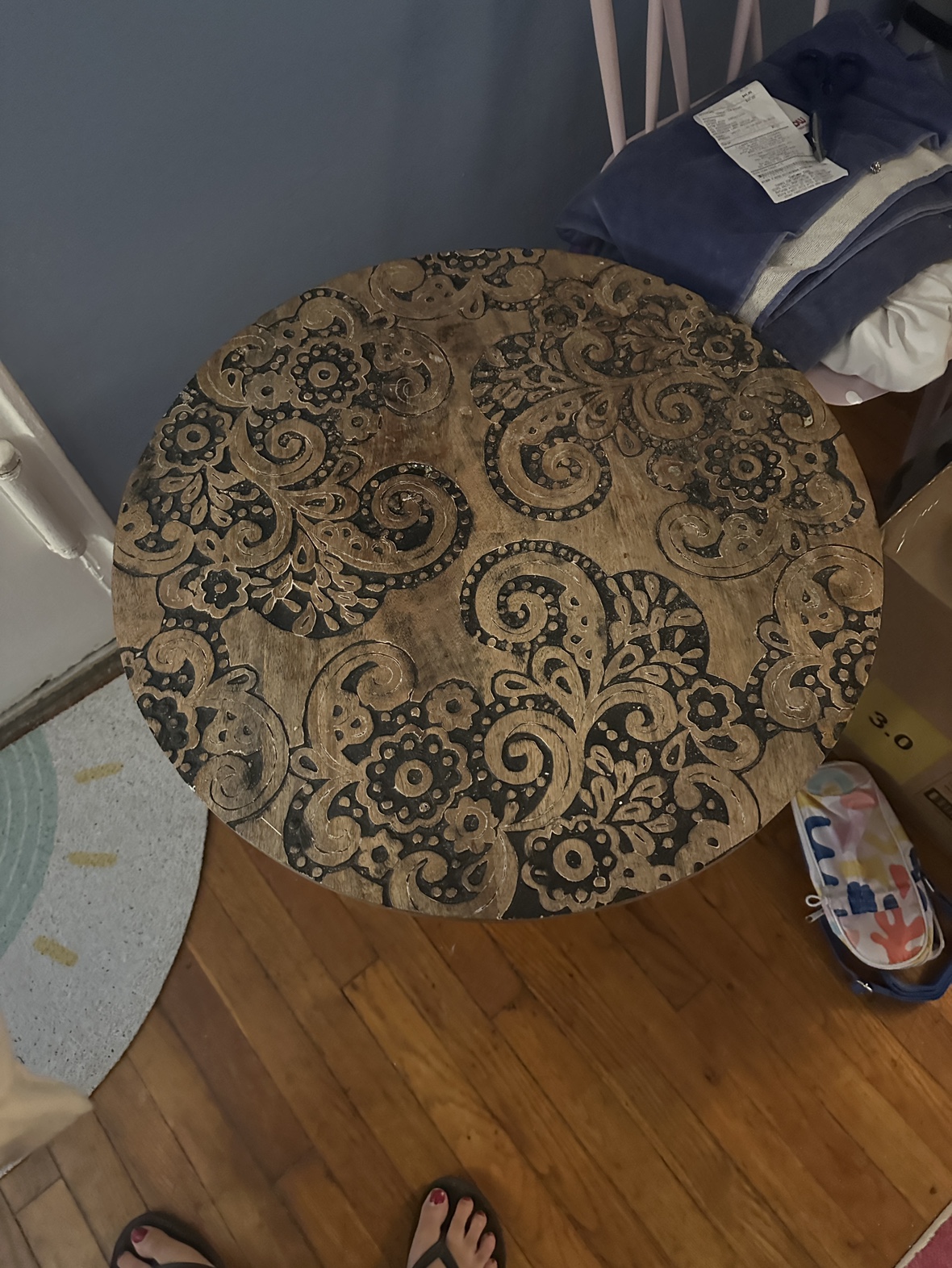 Carved wood table