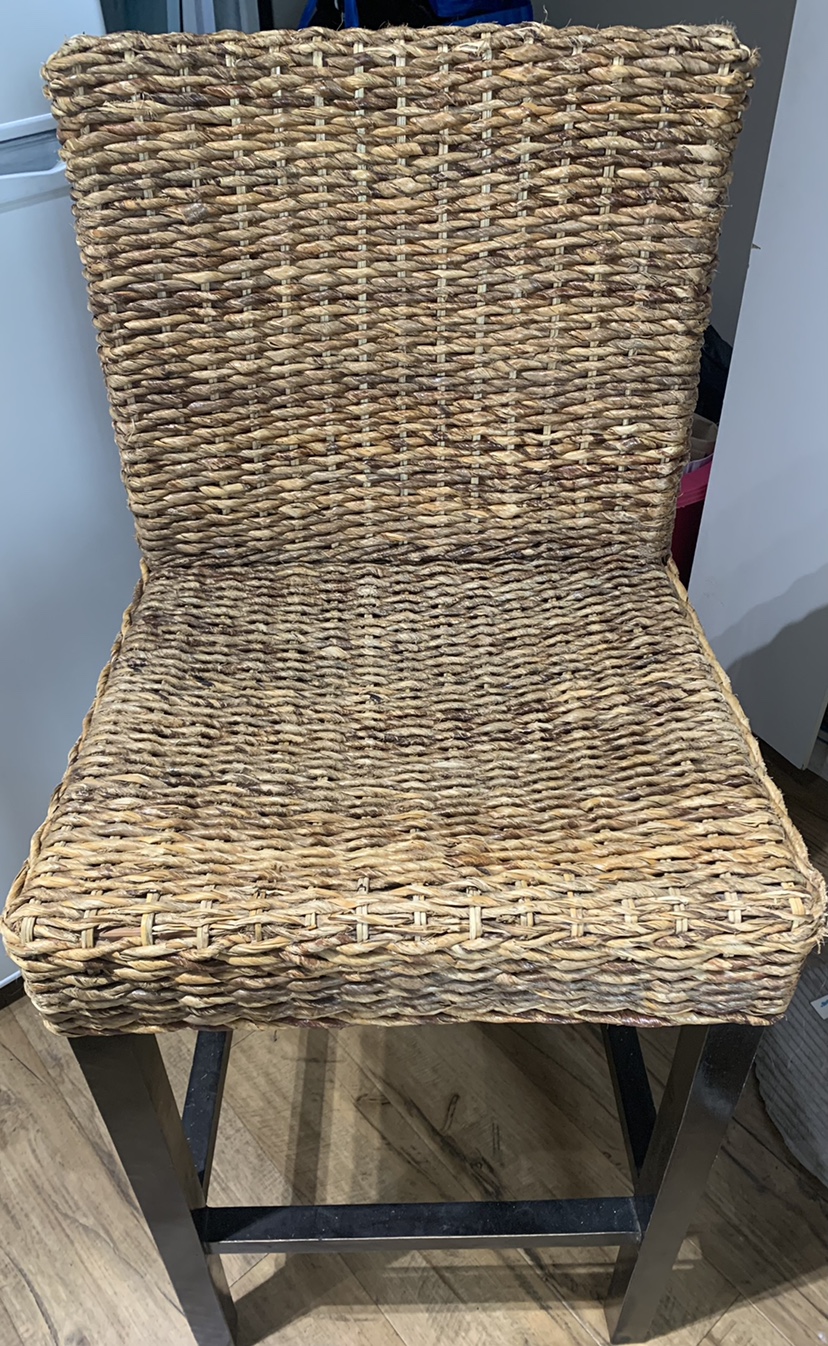 Wicker and Dark Wood Tall Chair thumbnail
