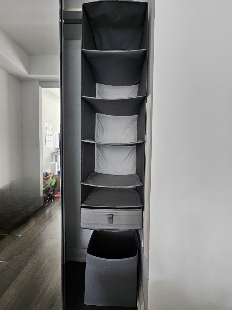 Ikea hanging organizer with boxes