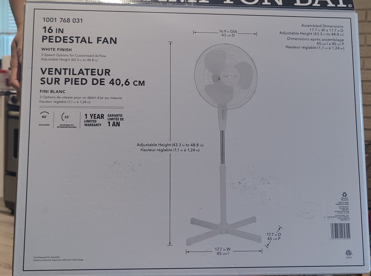 Hampton Bay 16-inch Pedestal Fan - photo 3