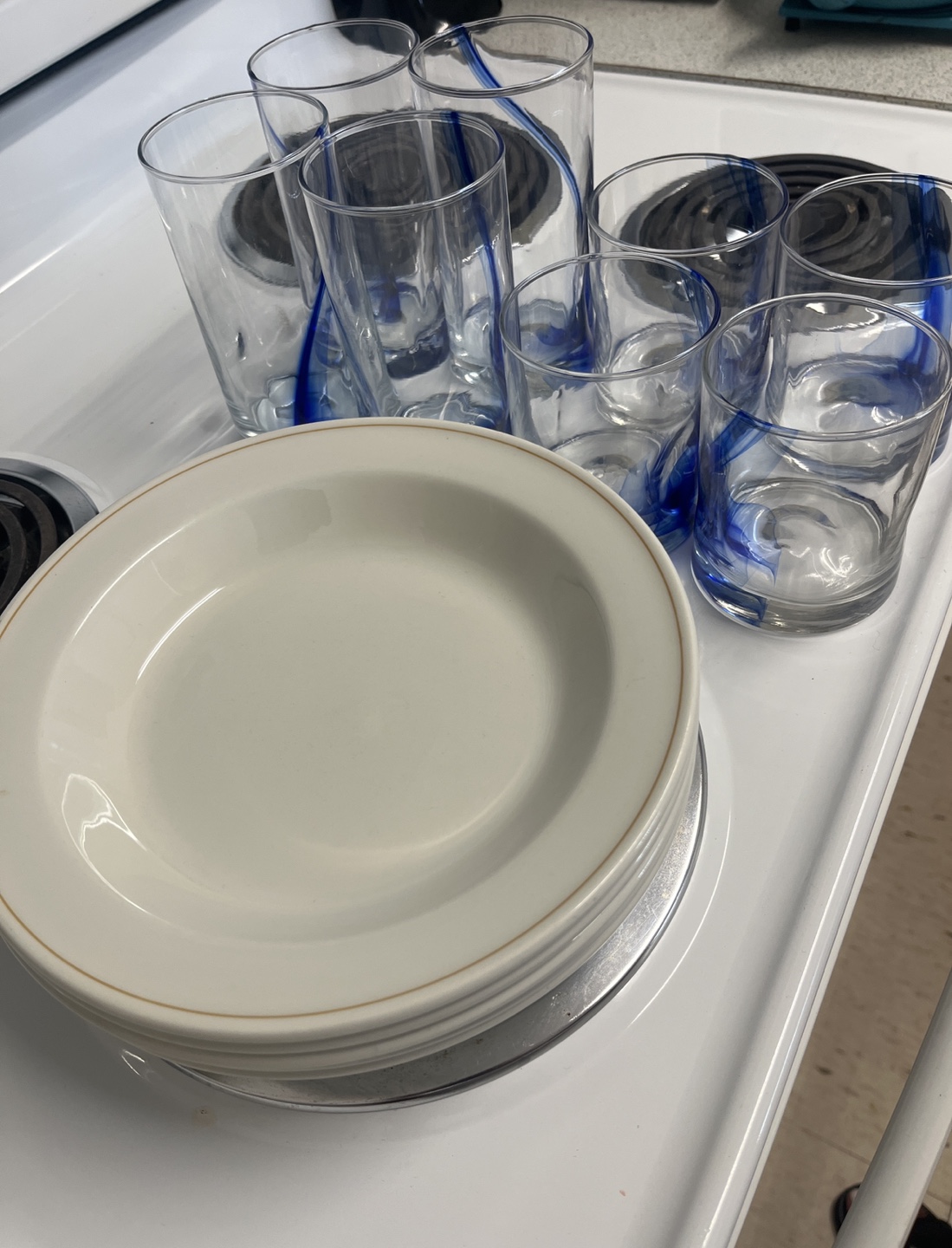 Blue and White Glassware including plates image indicator(3)