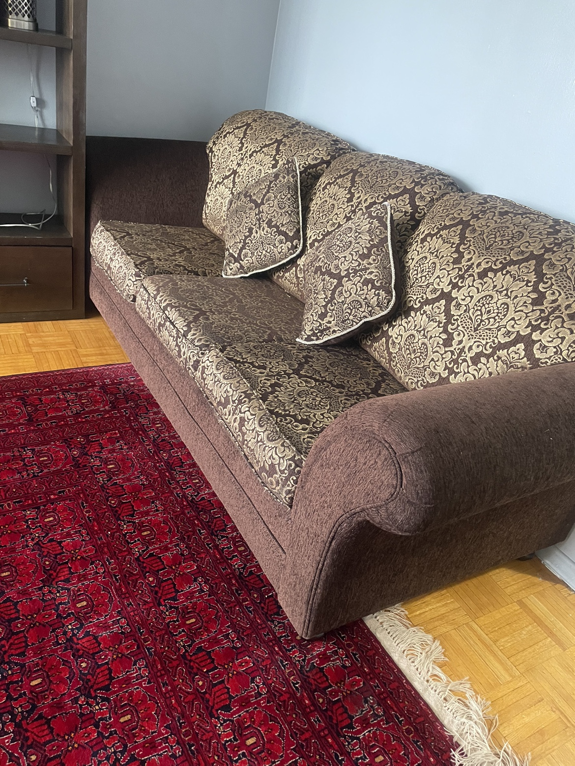 Brown three piece sofa thumbnail
