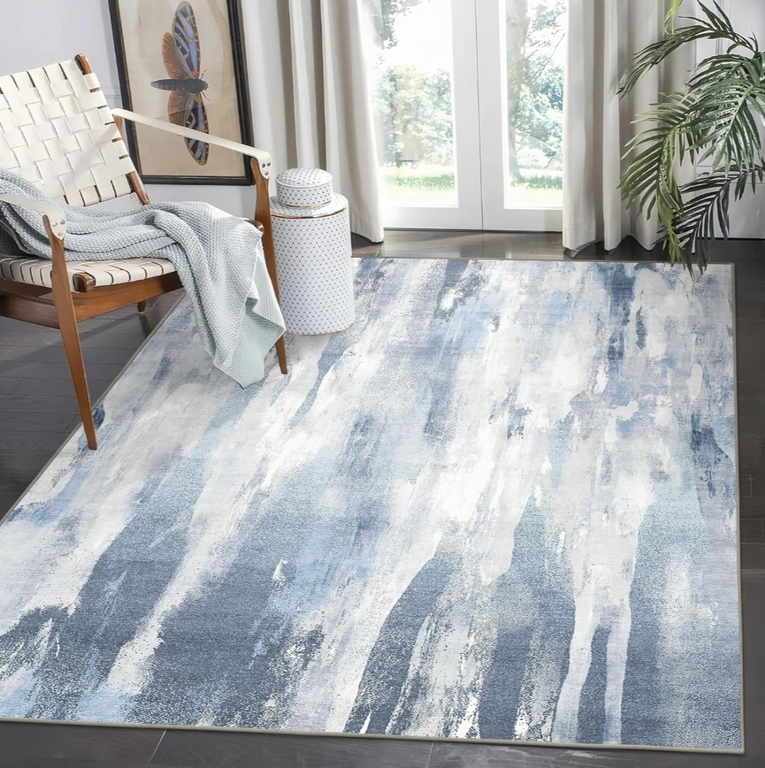 Washable Rug - 5x7 Area Rug  Blue/ grey - photo 4