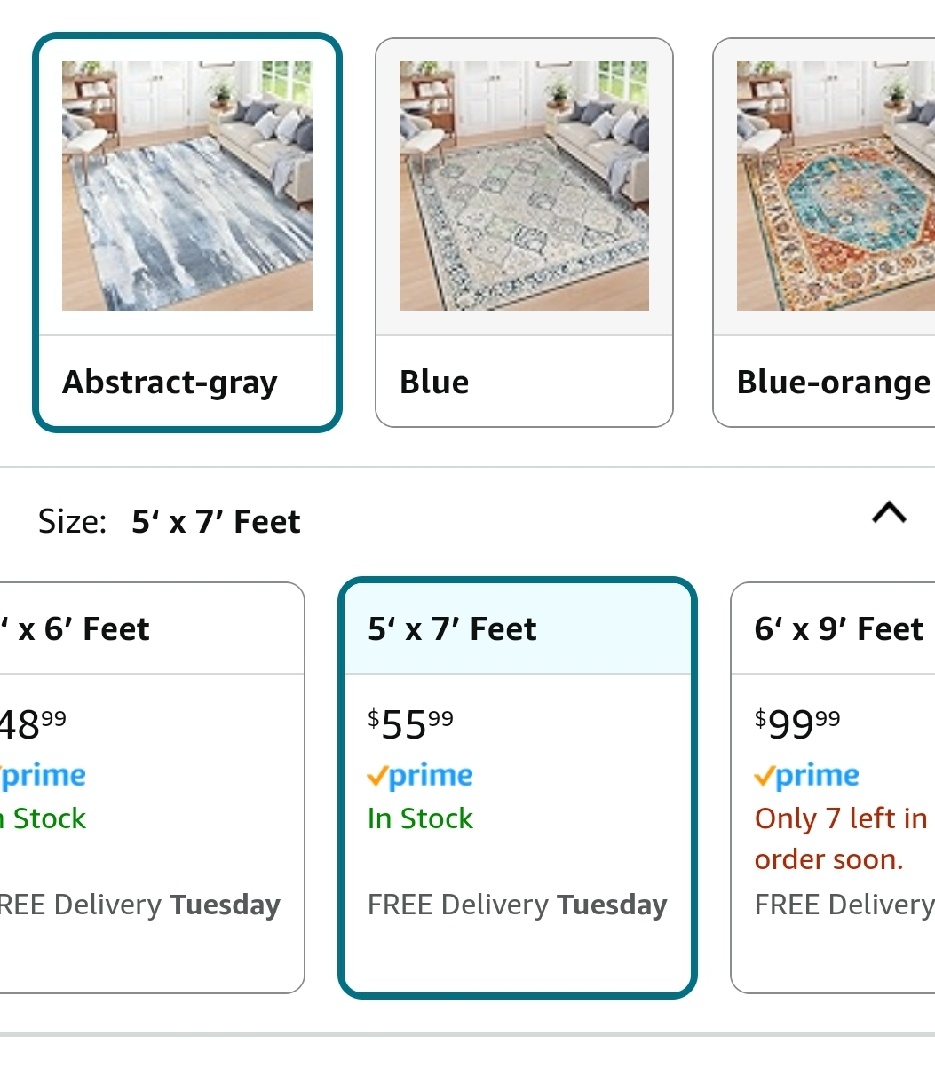 Washable Rug - 5x7 Area Rug  Blue/ grey - photo 5