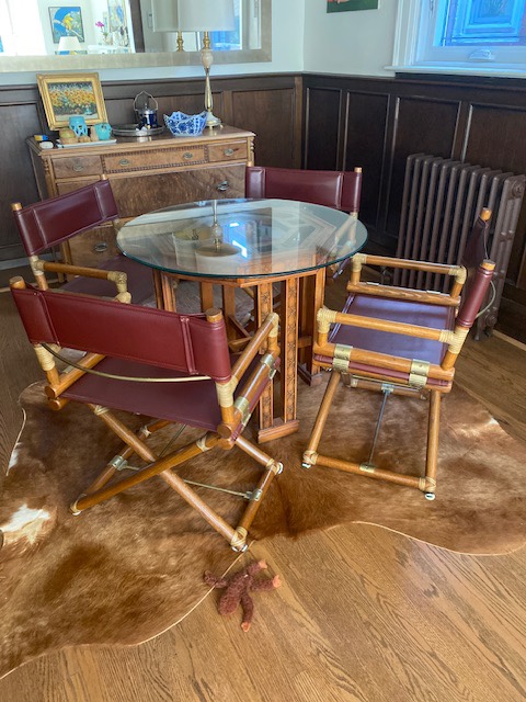 McGuire directors chairs with glass top table - photo 2