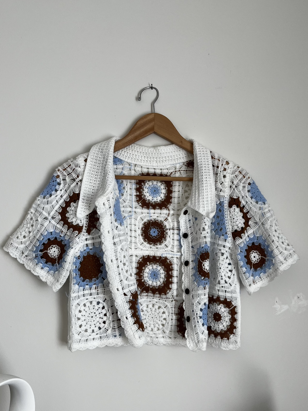 Crochet Floral Short Sleeve Blouse - From Korea - photo 3