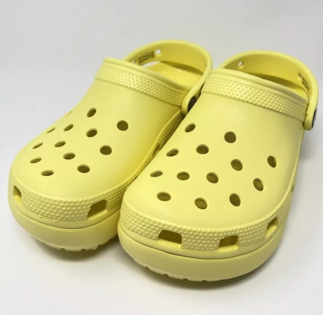 Pastel Yellow Platformed Crocs/Clogs Size 7 thumbnail