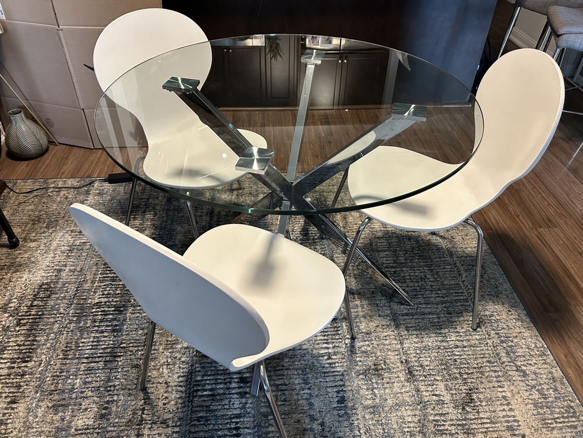 Structure Glass Dining Table and Three Chairs