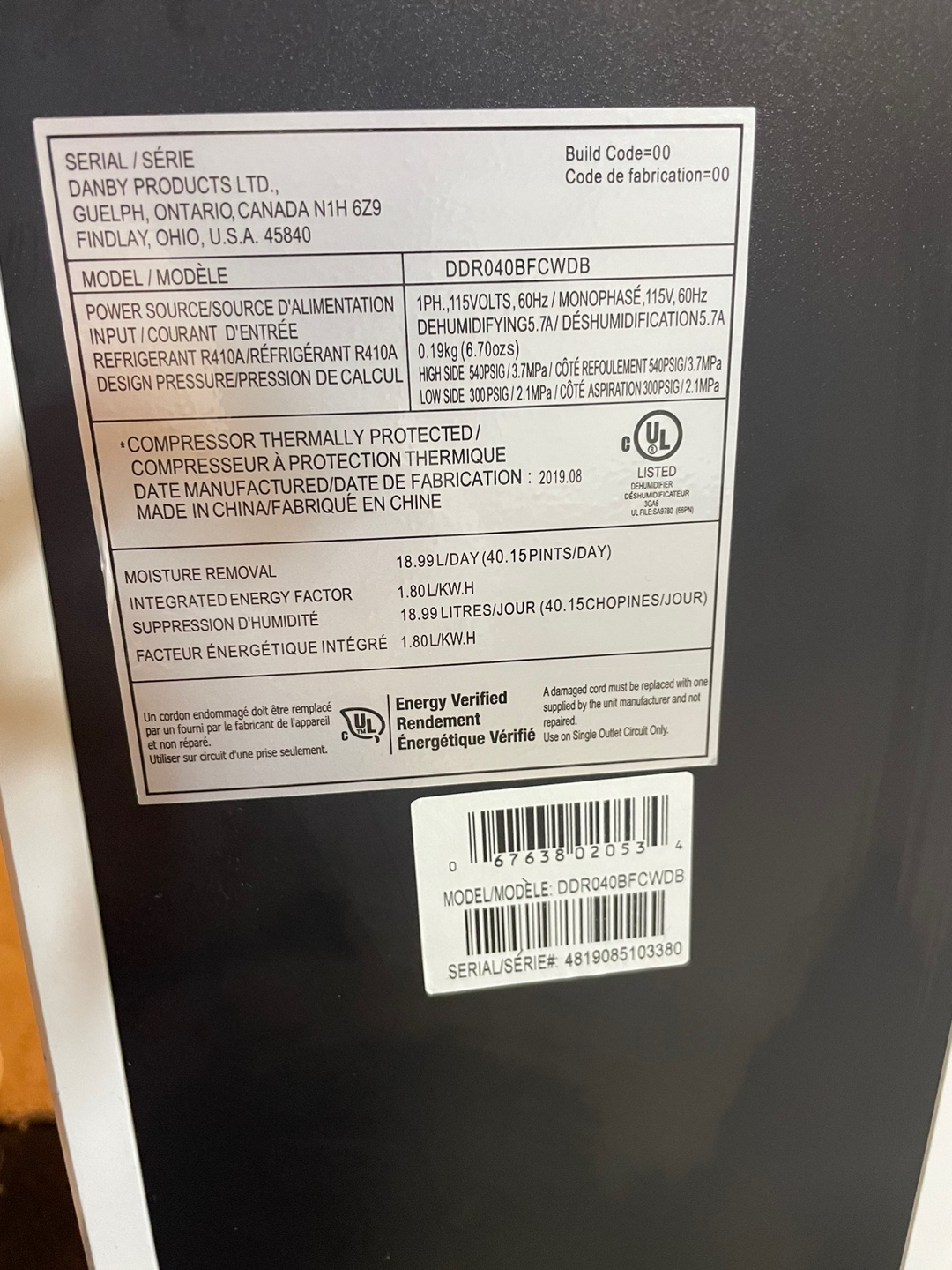 Danby Dehumidifier - photo 2