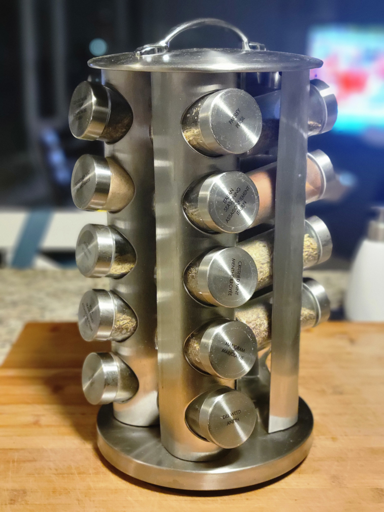 Spice Rack and glass jars