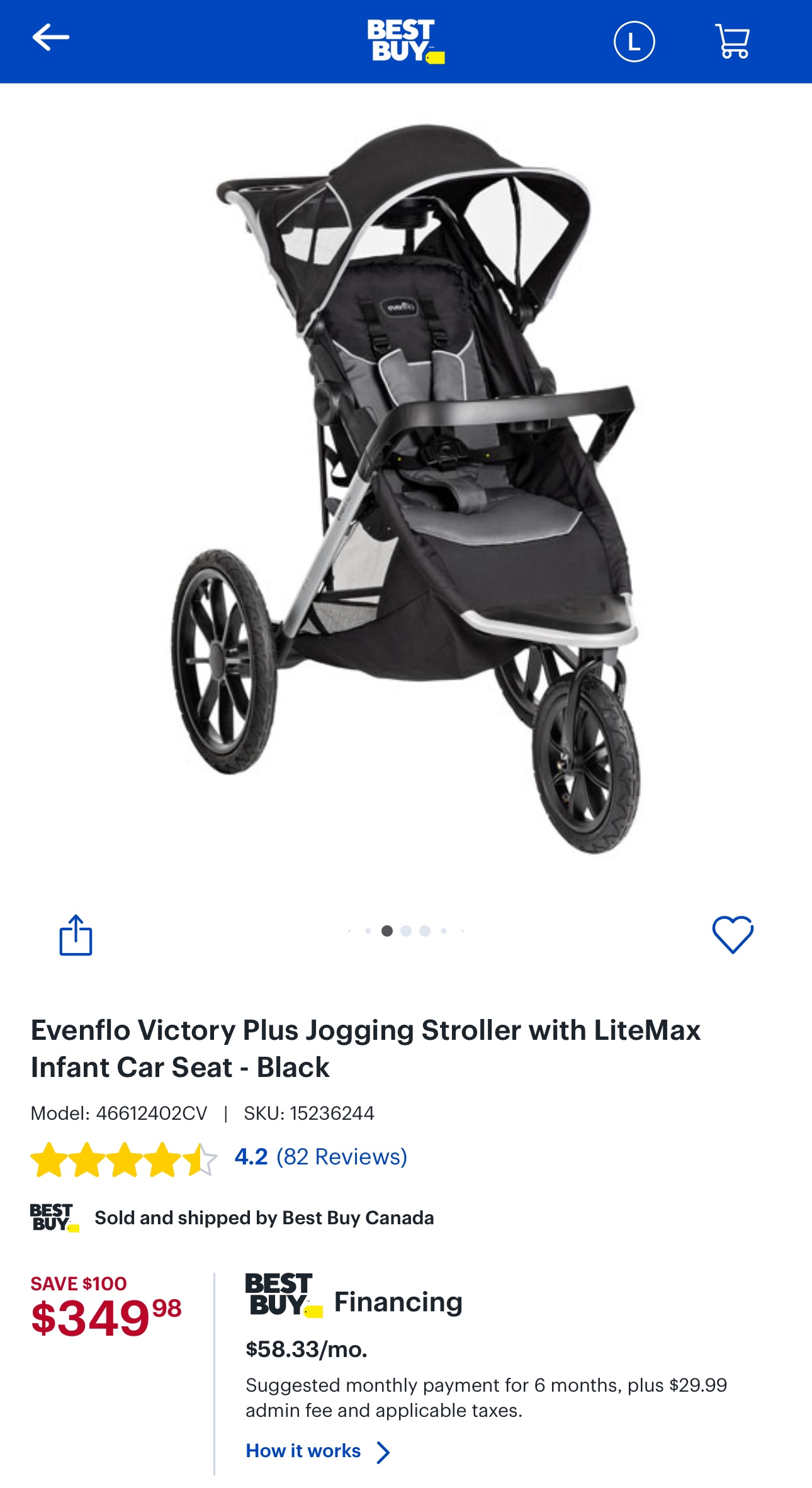 Evenflo Victory+ Jogging Stroller with Carseat base - photo 4