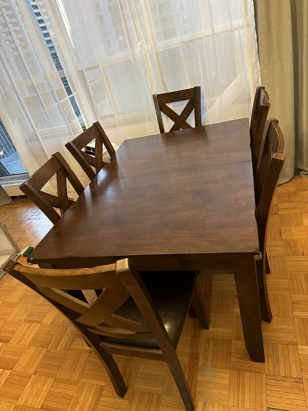 Dining set with table 6 chairs and extension
