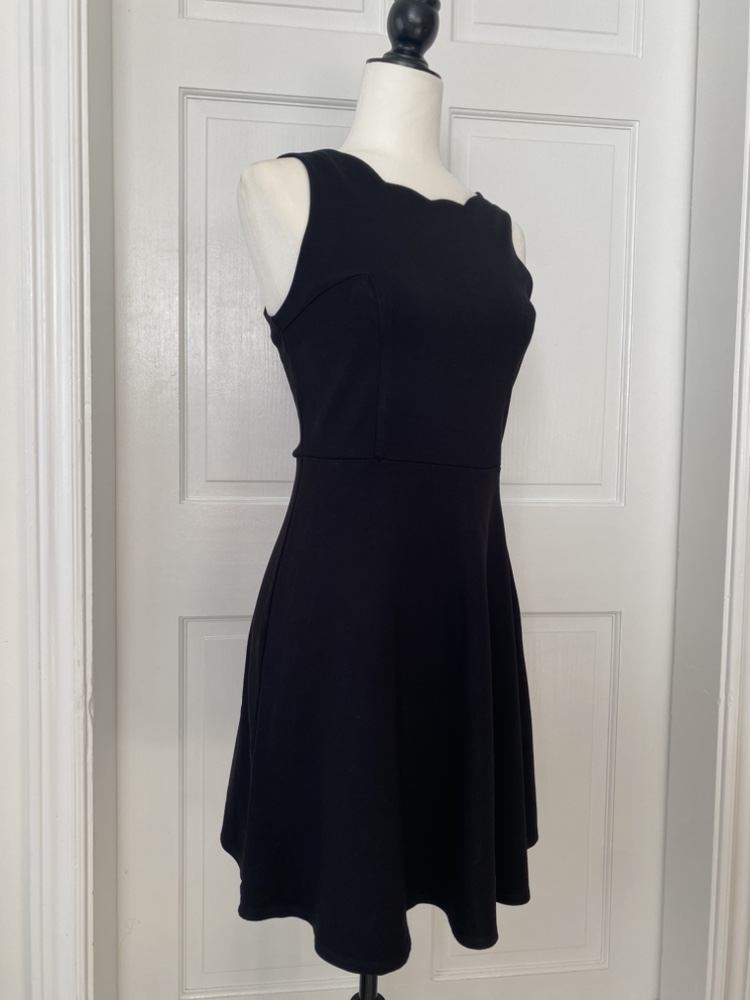 NEW Black Scalloped Neck A Line Dress (small) image indicator(3)
