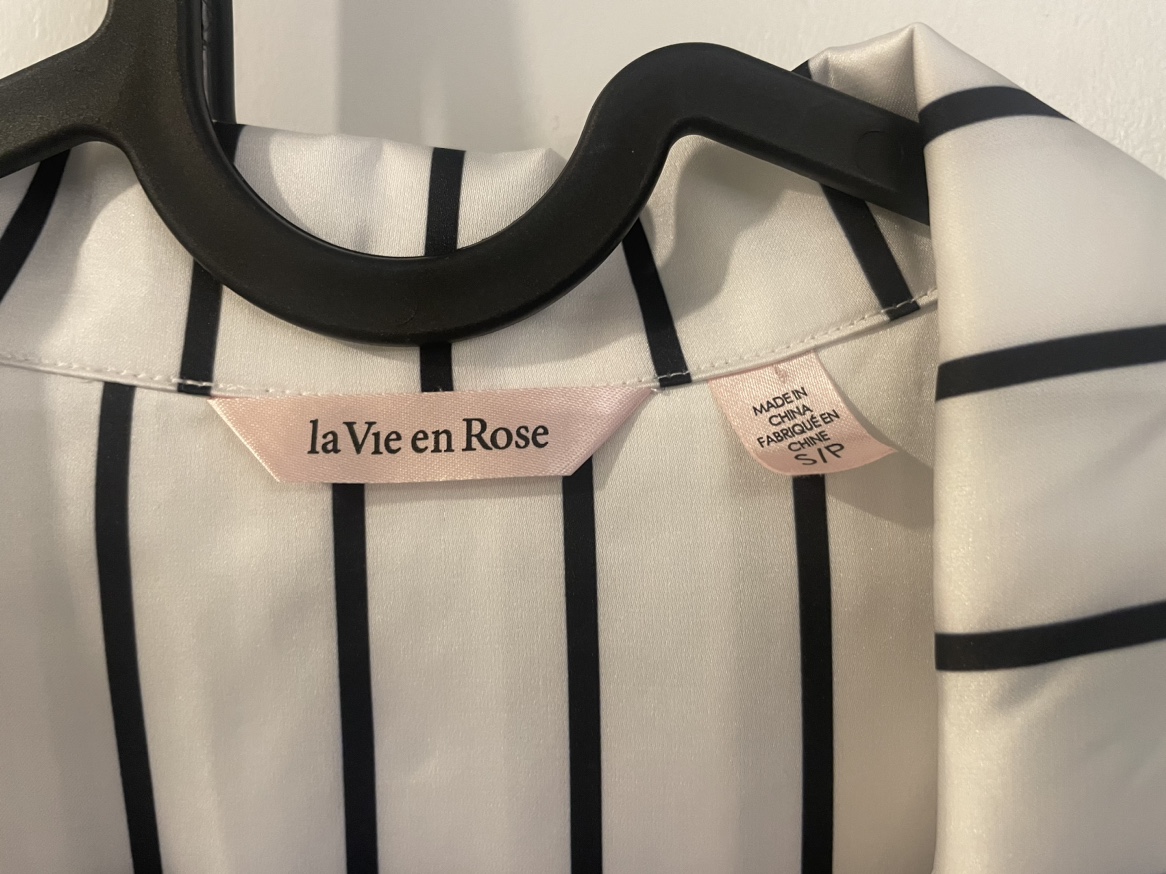 Never worn- La Vie en Rose White Striped Sleep Shirt image indicator(3)