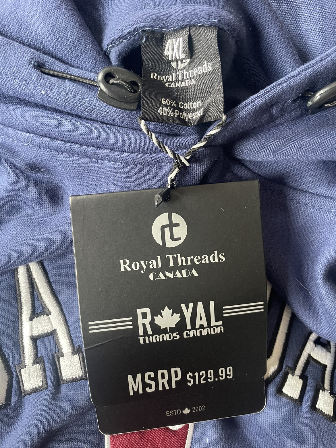 New w/tags Royal Threads Canada cotton hoodie 4XL image indicator(2)