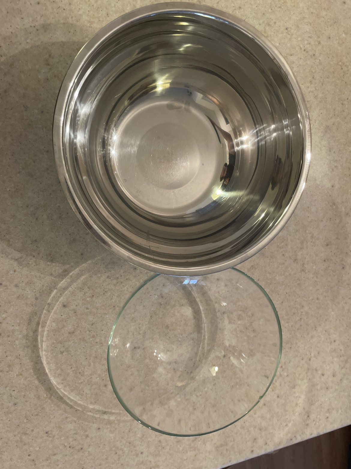 Green Mixing Bowl and glass bowl