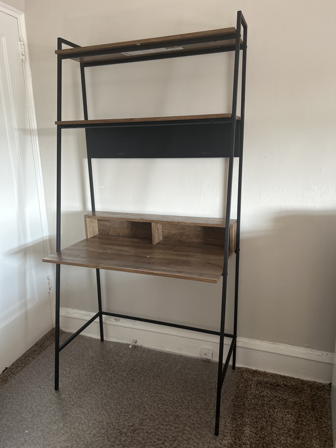 Black and Wood Desk with Shelves