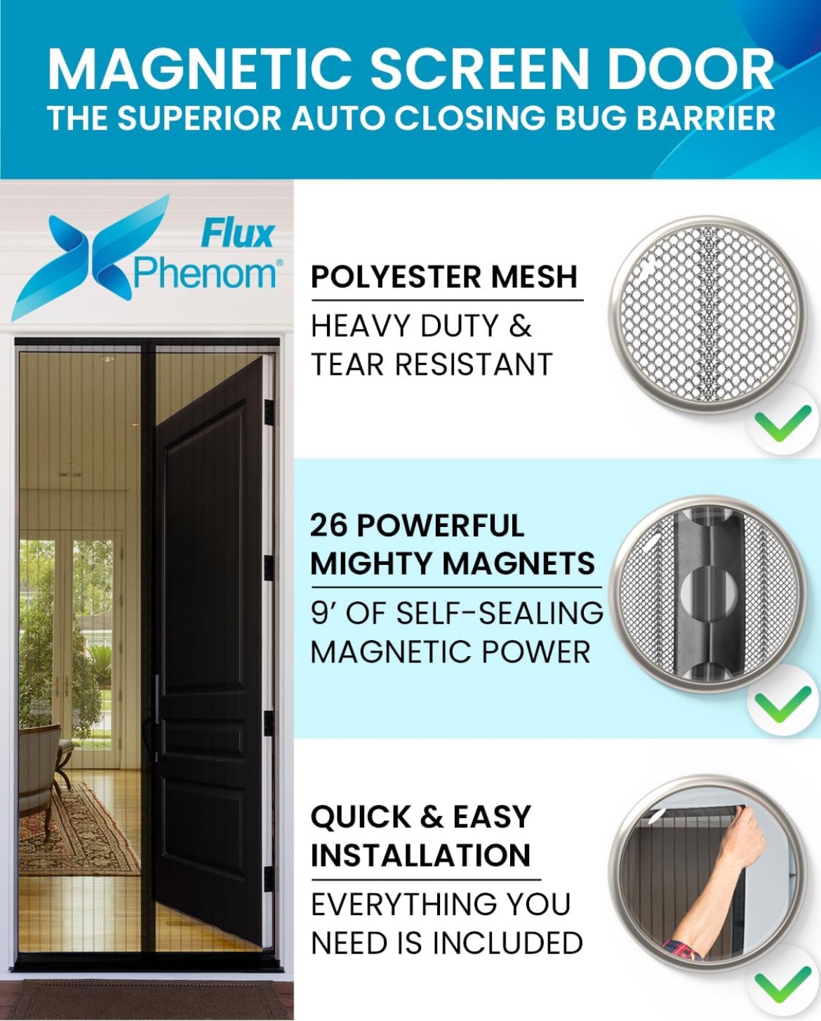 Magnetic Screen Door 38 x 82 inch image indicator(2)