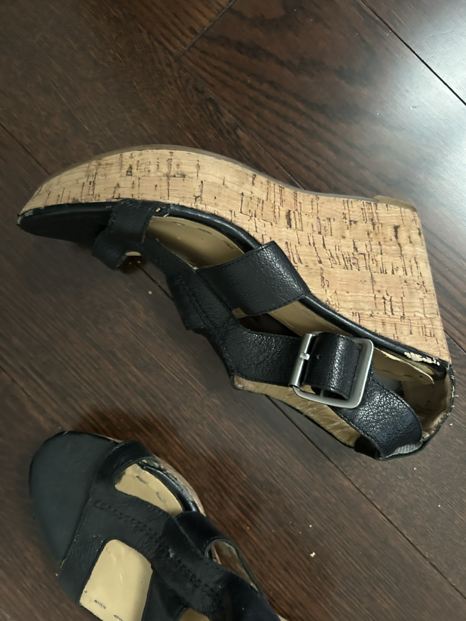 Wedge leather sandals - photo 4