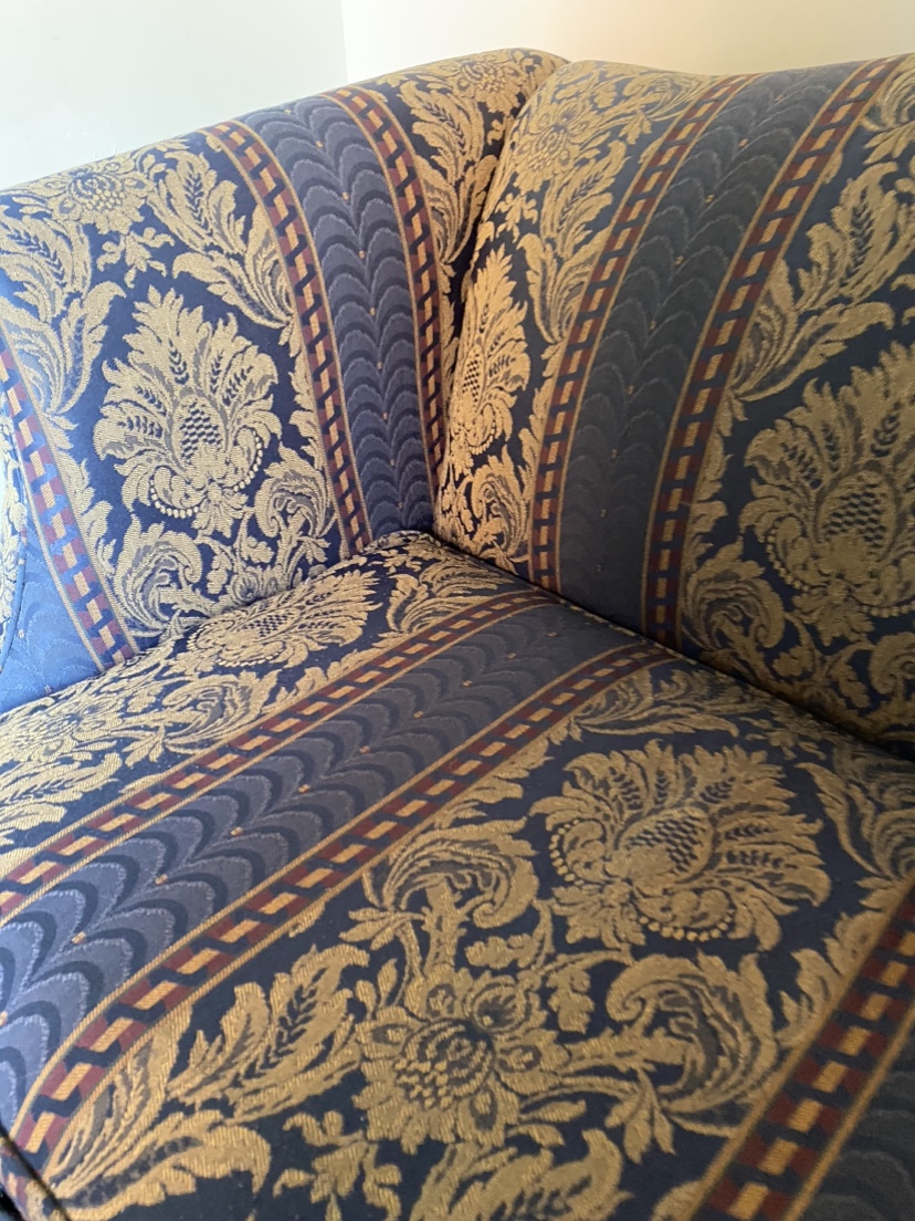 Blue and Gold Damask Sofa - photo 2