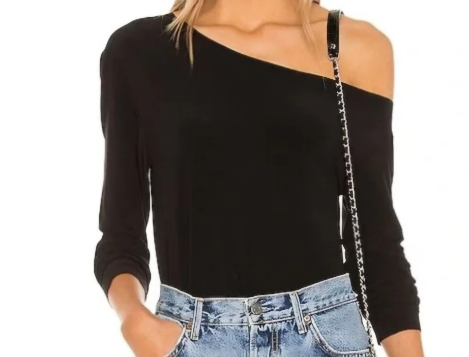 Norma Kamali  Long sleeve drop shoulder top in Midnight