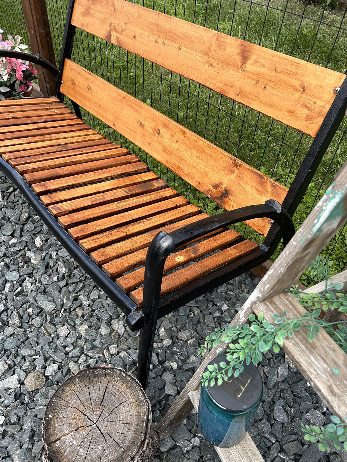 Cast iron/wood garden patio bench - photo 3