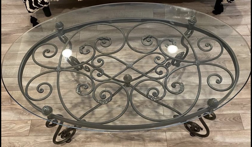 Wrought Iron & Glass Coffee and End Tables - photo 3