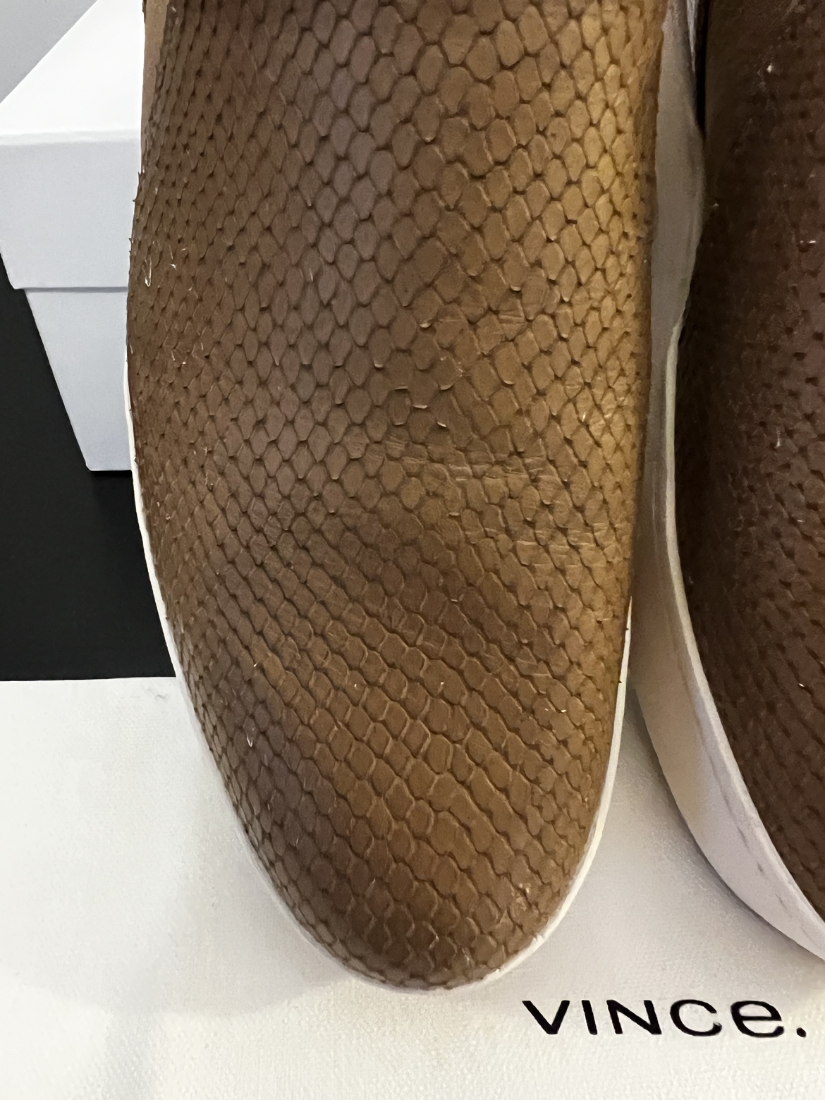 Vince Women's Brown Leather Slip-On Sneakers image indicator(3)