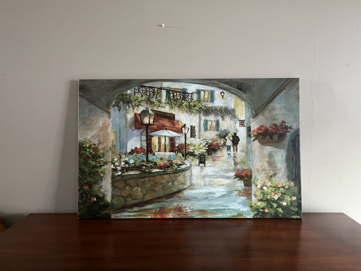 Vintage Oil On Canvas Valley Painting thumbnail