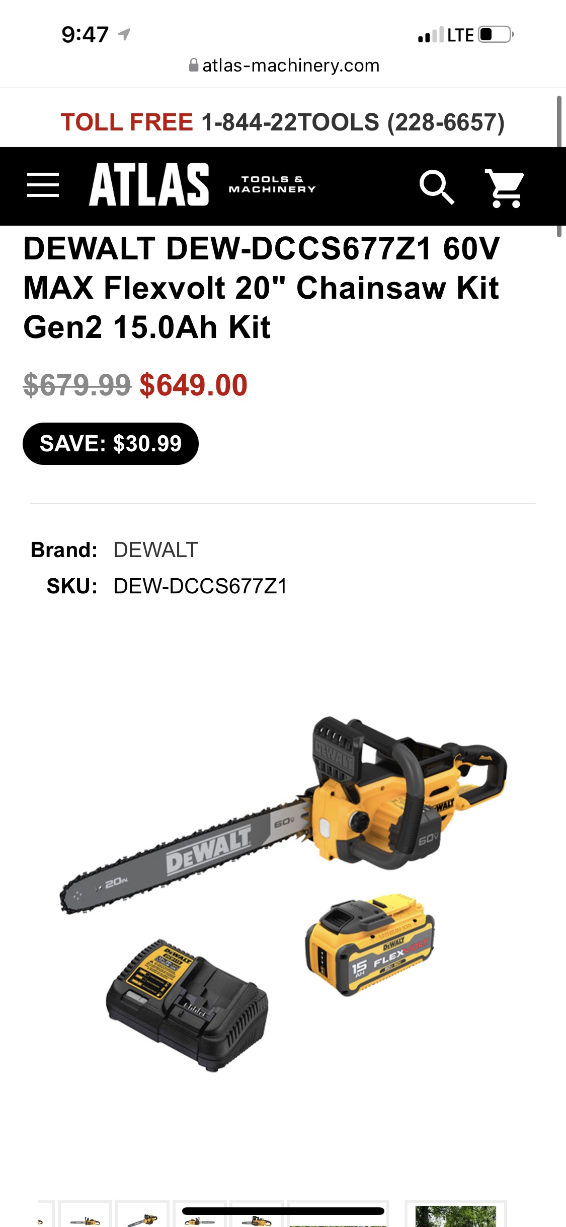 Dewalt  chain saw thumbnail