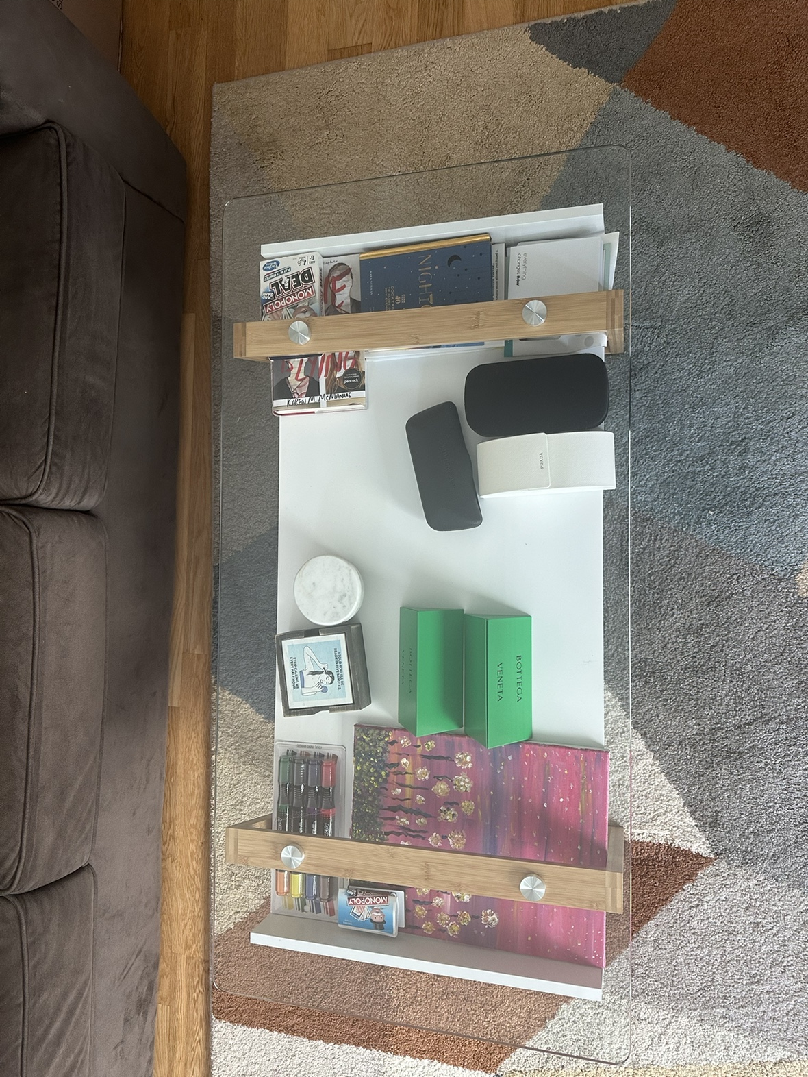Glass Coffee Table with Storage Shelf - photo 3