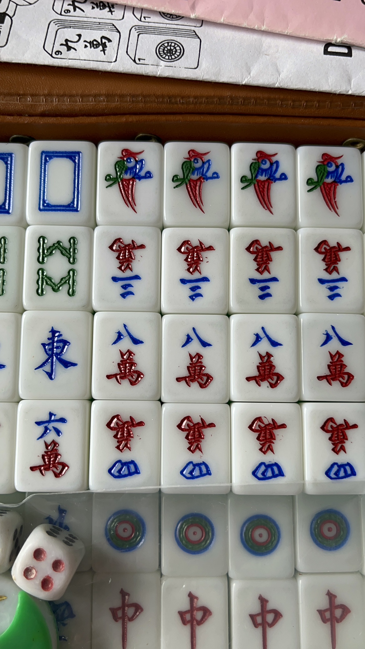 MINI MAHJONG SET IN BROWN CASE 144 tiles thumbnail