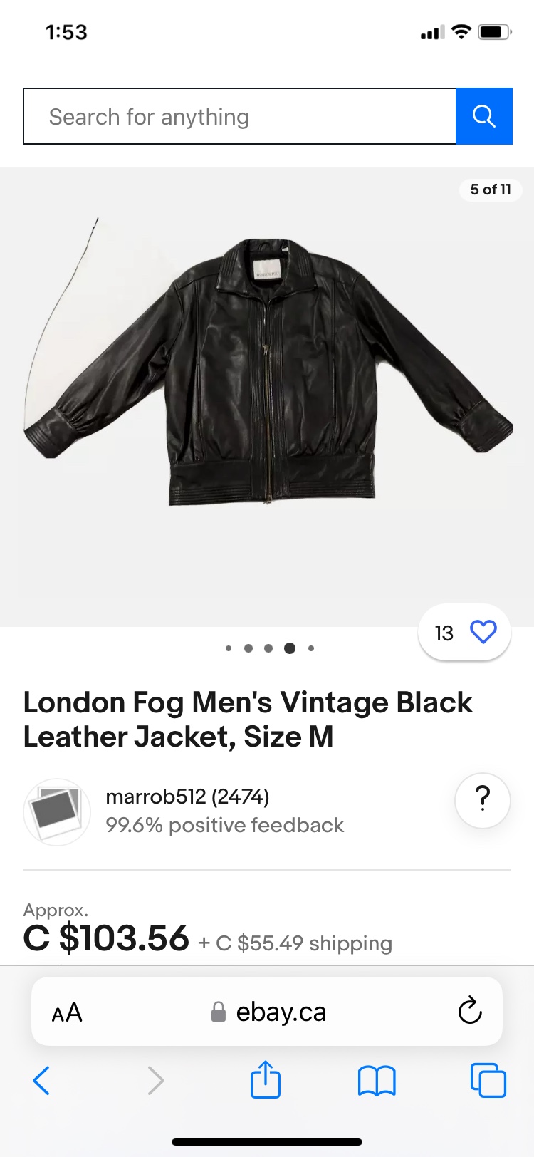 Vintage London Fog Men's Black Bomber Jacket - photo 5