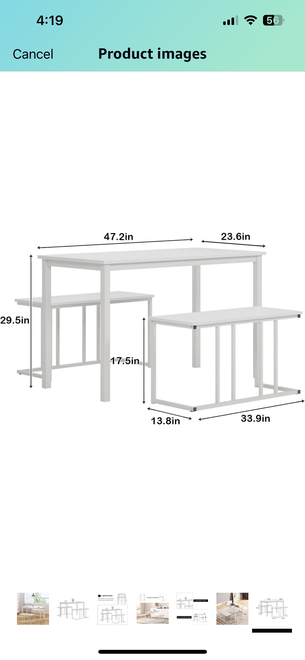 White Table and Bench Set - photo 3