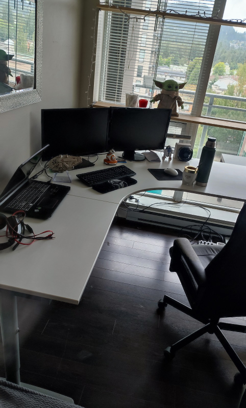 White Corner Desk adjustable height