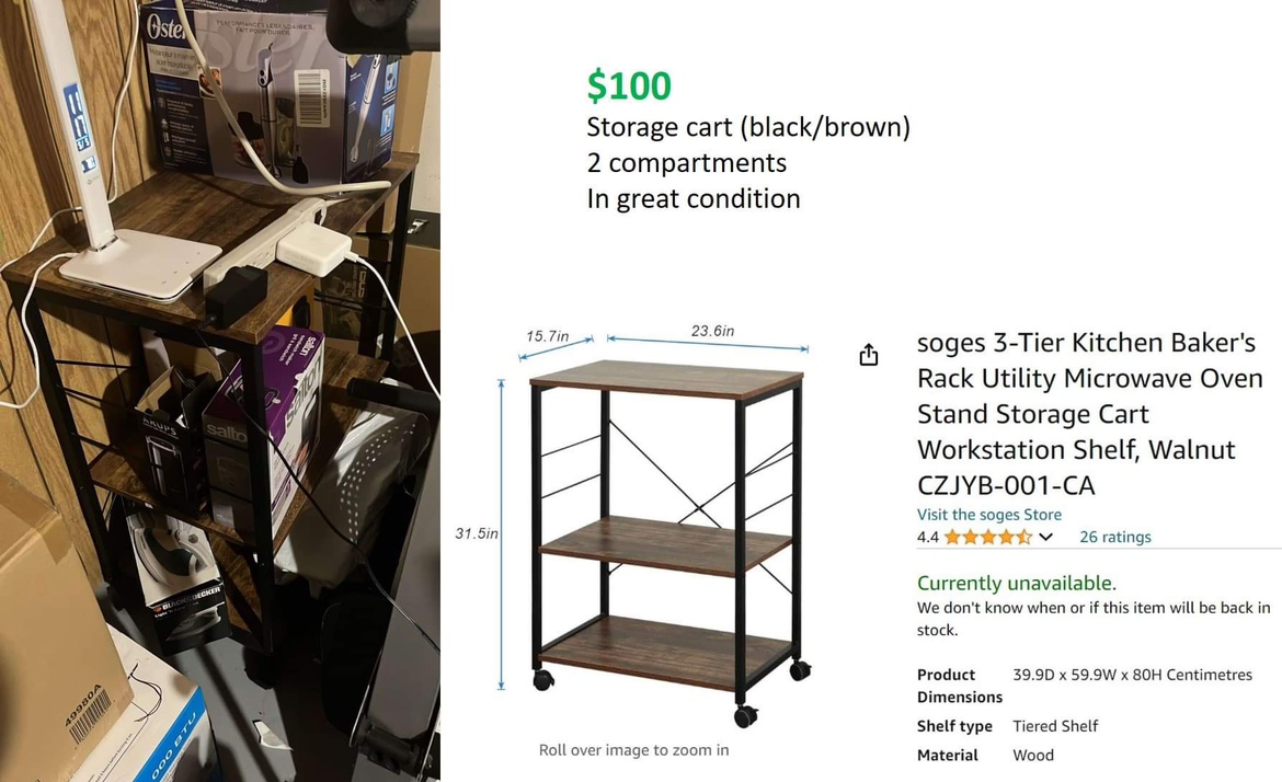 3-Tier Rolling Cart
