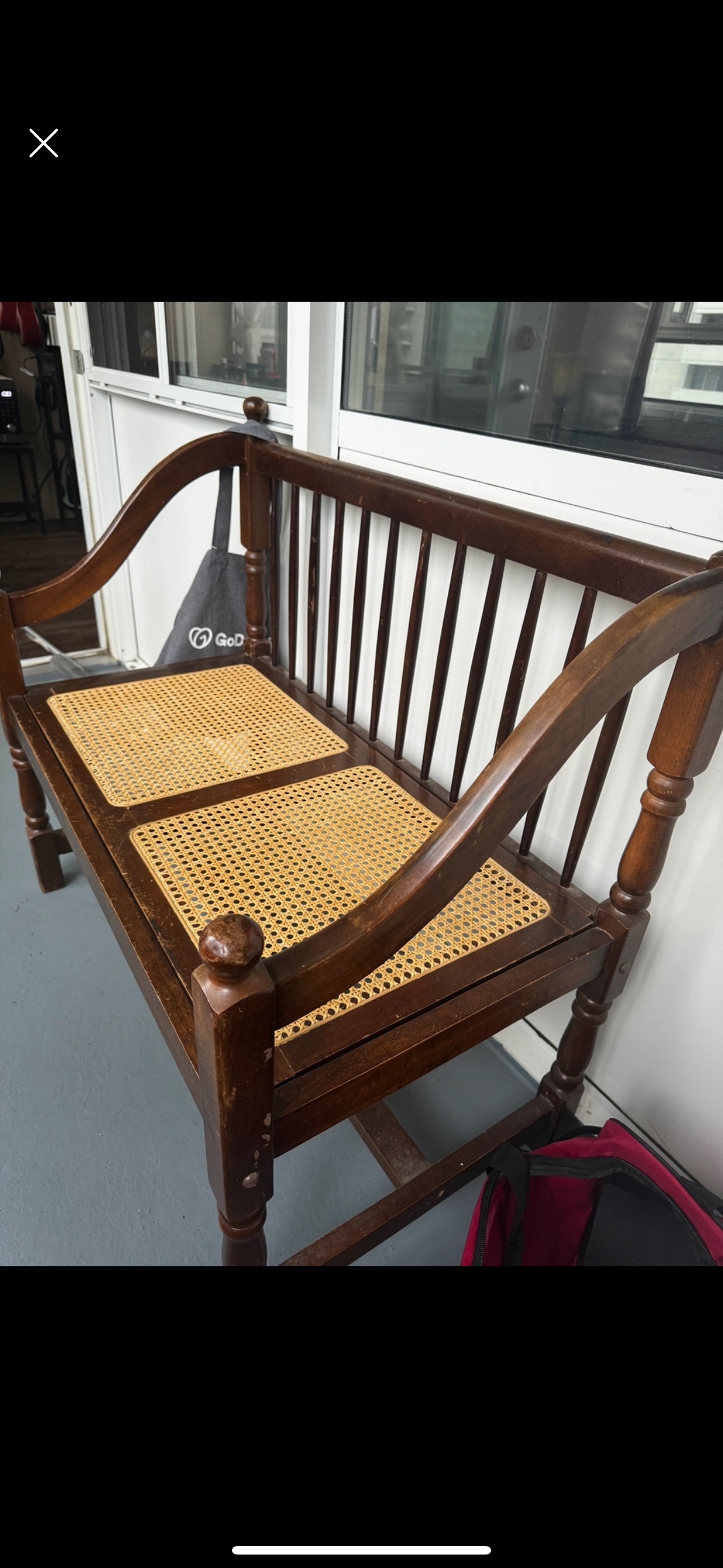 Wooden Bench with Cane Seat image indicator(2)