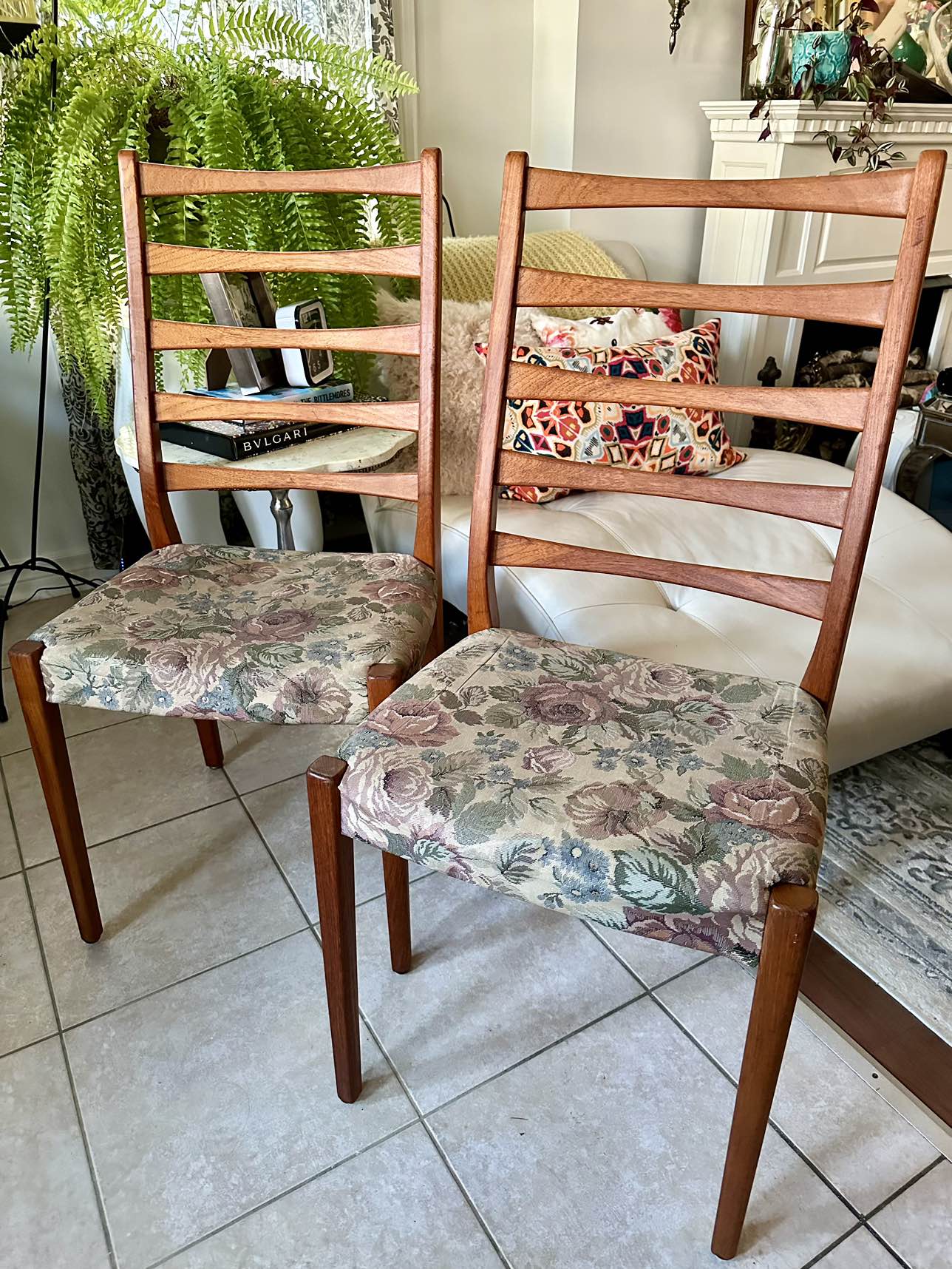 Set of Two MCM Teak Ladder Back Svegards Markaryd thumbnail