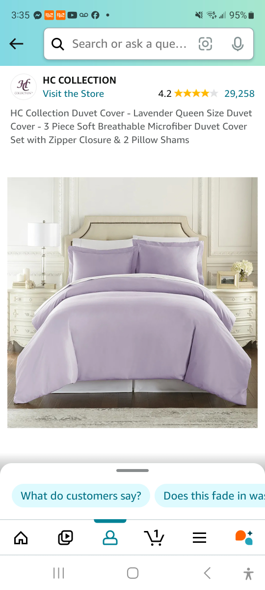 Brand new 3 pcs Lavender queen size duvet cover & 2 shams.