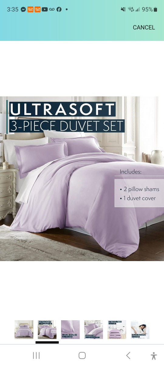 Brand new 3 pcs Lavender queen size duvet cover & 2 shams. - photo 2