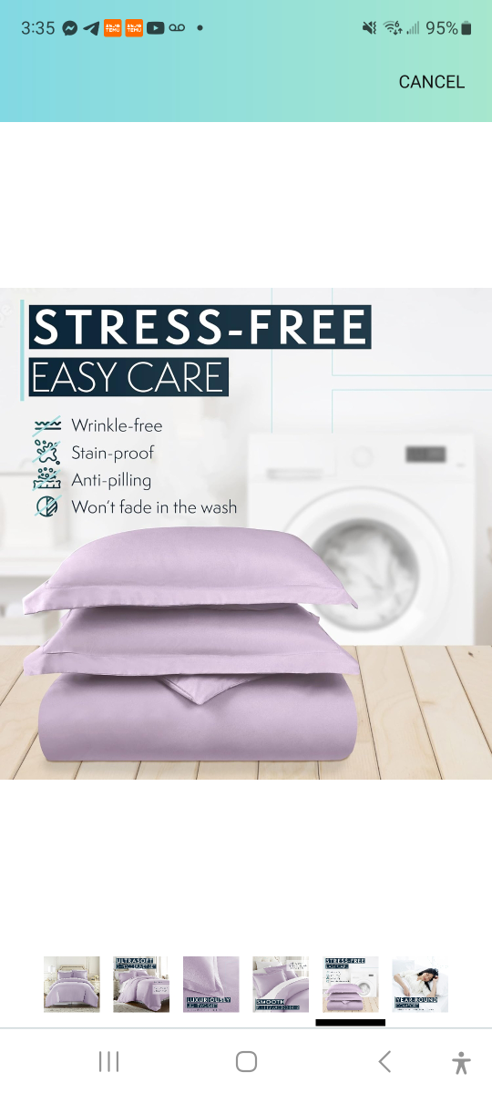 Brand new 3 pcs Lavender queen size duvet cover & 2 shams. - photo 5