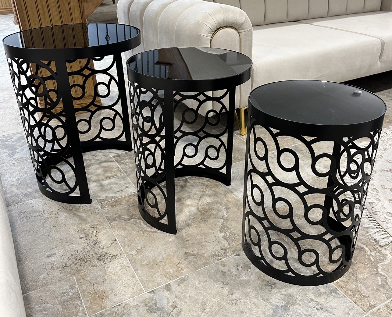 Metal and glass coffee table set for sale - photo 4