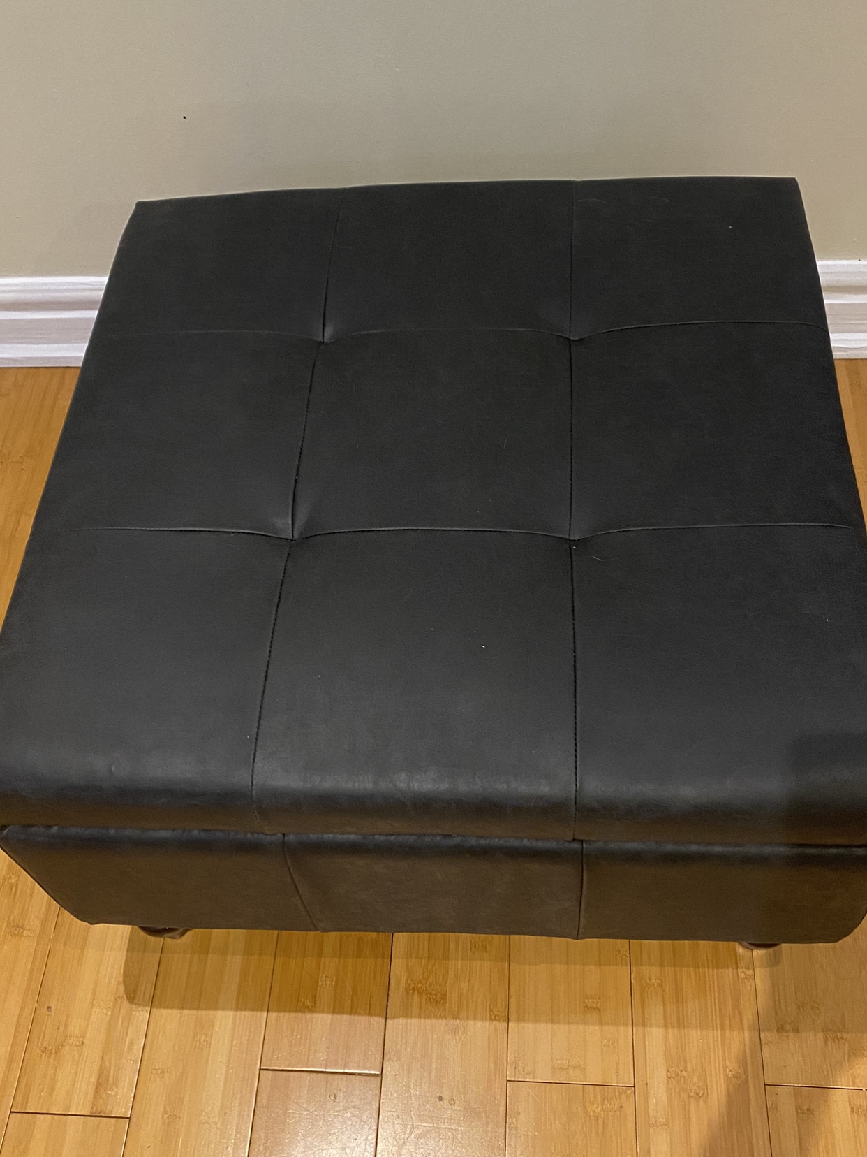 Leather Square Storage Ottoman for Living Room, Black image indicator(2)