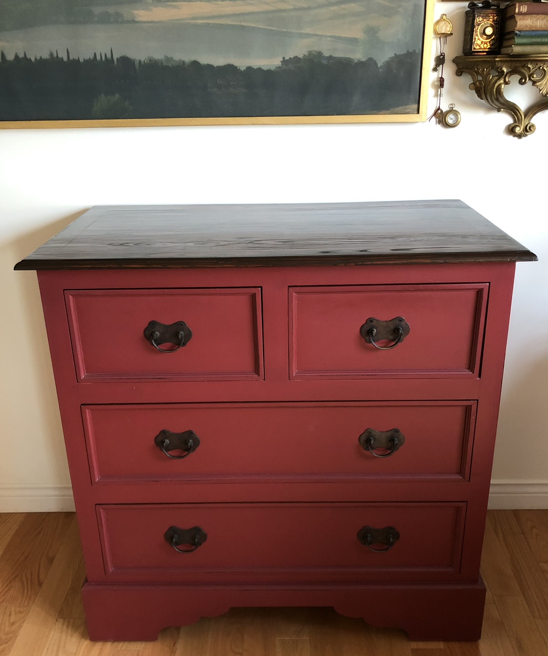 Red Wooden Chest of Drawers Dresser - photo 4