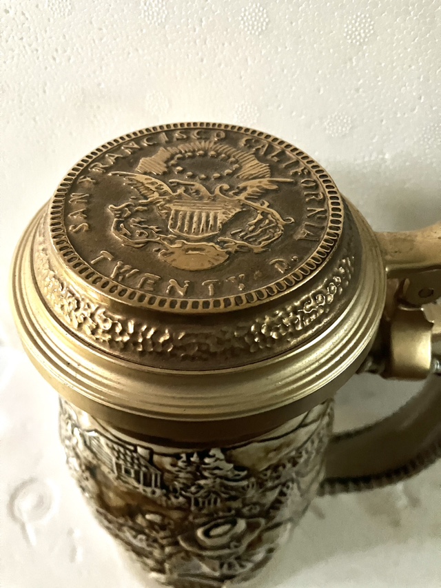 1987 Gold Rush Beer Stein with Lid Ceramak Ston image indicator(4)