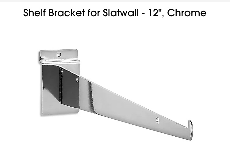 Shelf bracket for slat wall 12”